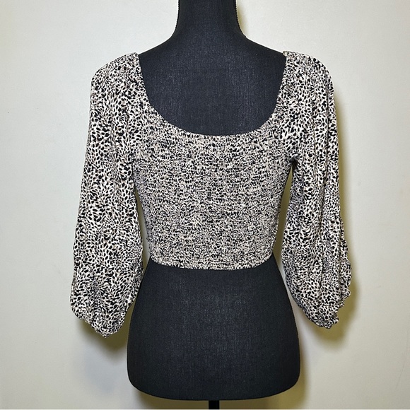 Japna Boho Animal Print Ruched Bust Cropped Blouse Top Small Evening - Picture 6 of 10